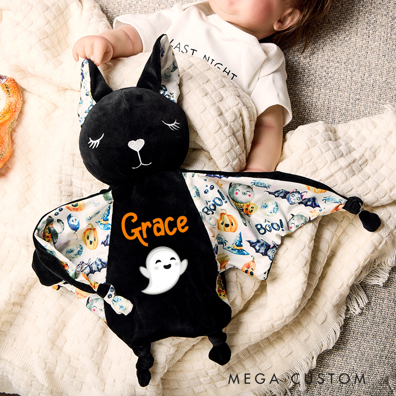 Personalized Baby Bat Security Blanket Lovey Animal Blanket New Baby Girl Boy Gift