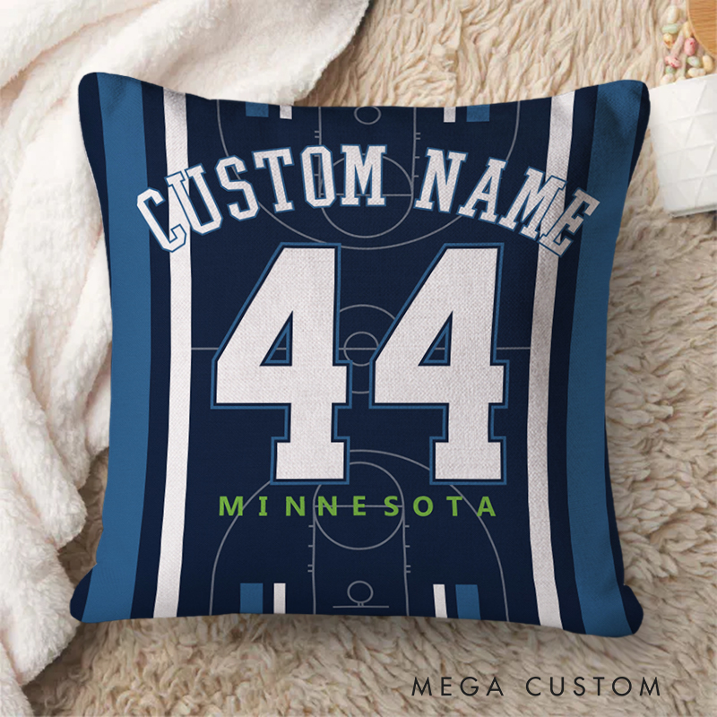 Personalized Sports Fan Pillow Featuring Bold Basketball Design