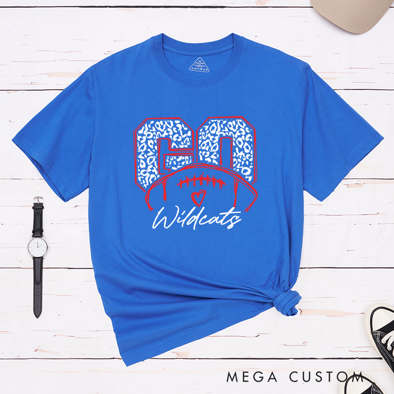 Personalized American Football and Rugby Leopard T-Shirts Featuring Custom Your Team Name on the Front