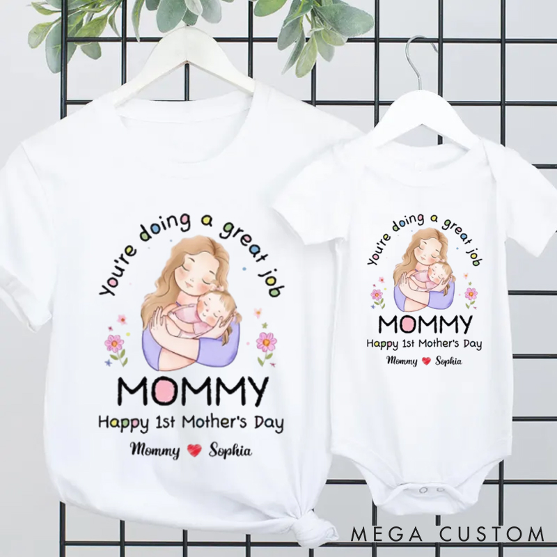 Personalized Happy 1st Mother's Day Matching Outfit Gift for First Mom