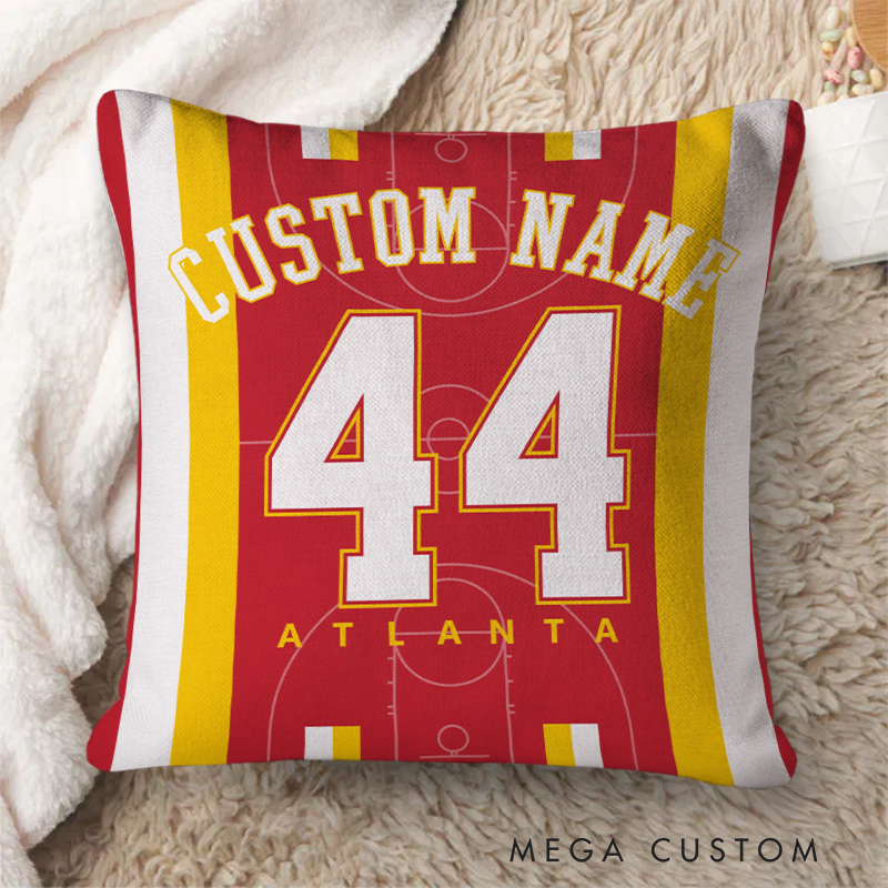 Personalized Bold Basketball Pillow with Court and Team Details 