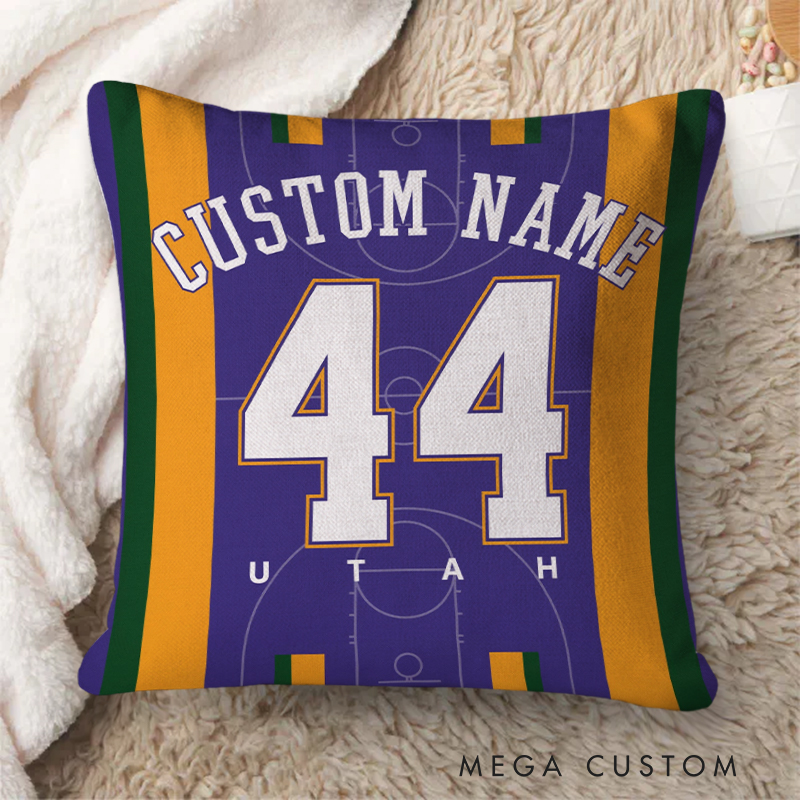 Personalized Jersey Style Basketball Pillow with Name and Court Graphic  