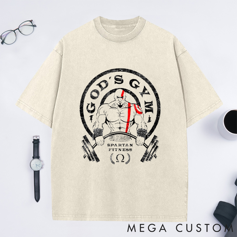 Personalized Gym Washed T-Shirts with Warrior Fitness Design for Fitness Enthusiasts Bodybuilders and Gym Lovers