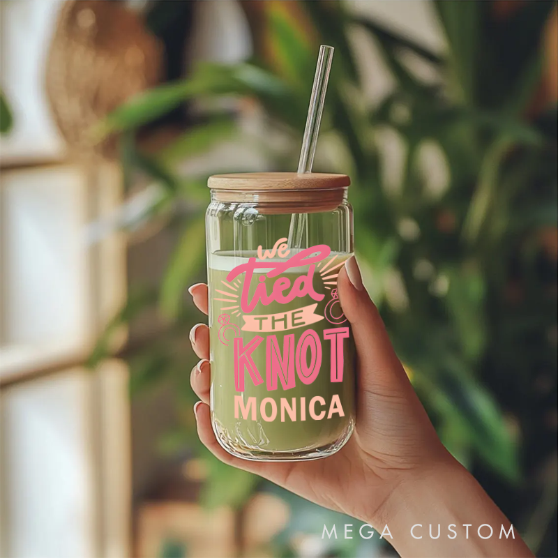 Personalized Nurse Tumbler with Lid and Straw We Tied the Knot Design Custom Glass Coffee Cup 