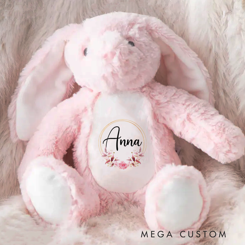Personalised Bunny Rabbit with Name Baptism Gift Birth Present 