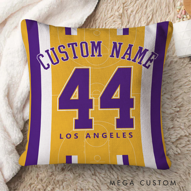 Personalized Basketball Court-Themed Pillow with Team Colors 