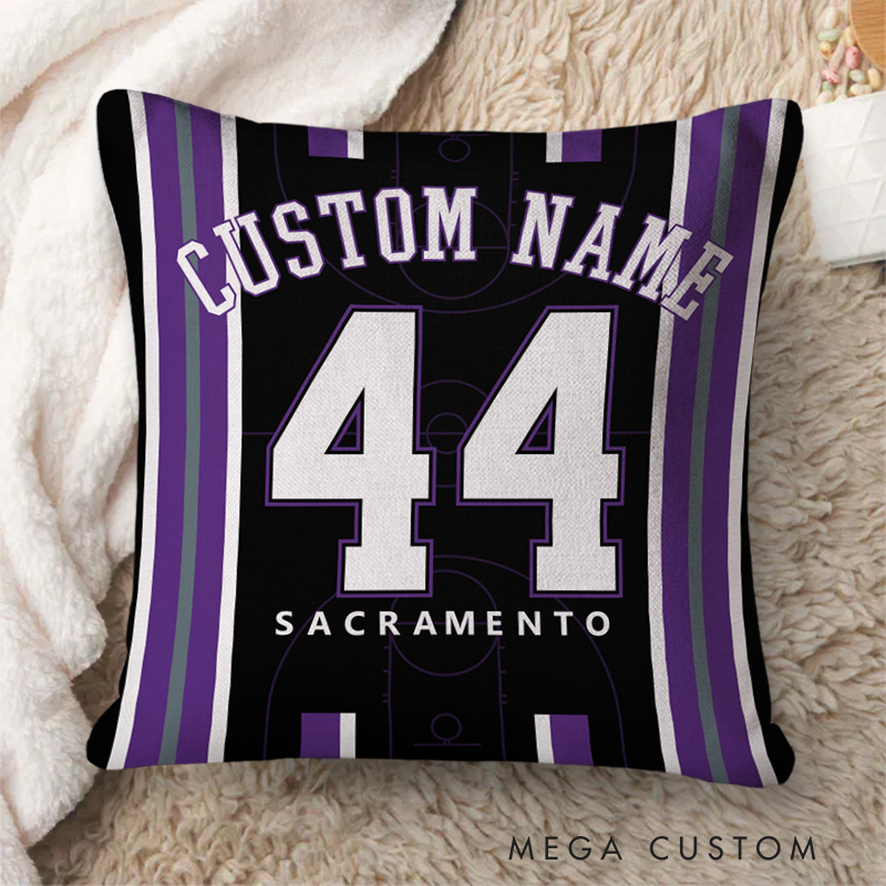 Personalized Bold Court Basketball Pillow with Your Name and Number  