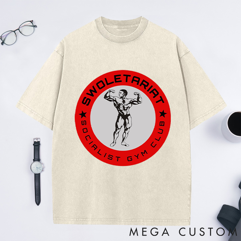 Personalized Gym Washed T-Shirts with Socialist Gym Club Bodybuilder Design for Fitness Enthusiasts Bodybuilders and Gym Lovers
