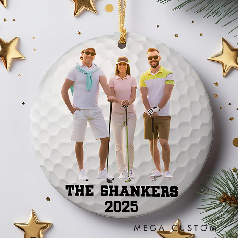 Personalized Golf Christmas Ornament with Custom Group Photo Team Name and Year