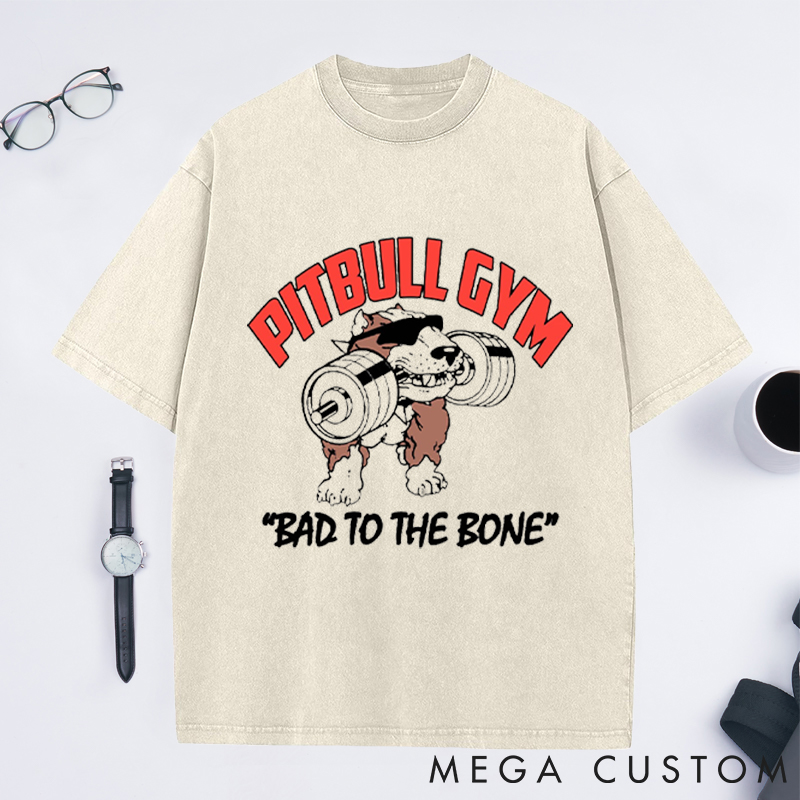 Personalized Gym Washed T-Shirts with Bold Dog Lifting Barbell Design for Fitness Enthusiasts Bodybuilders and Gym Lovers