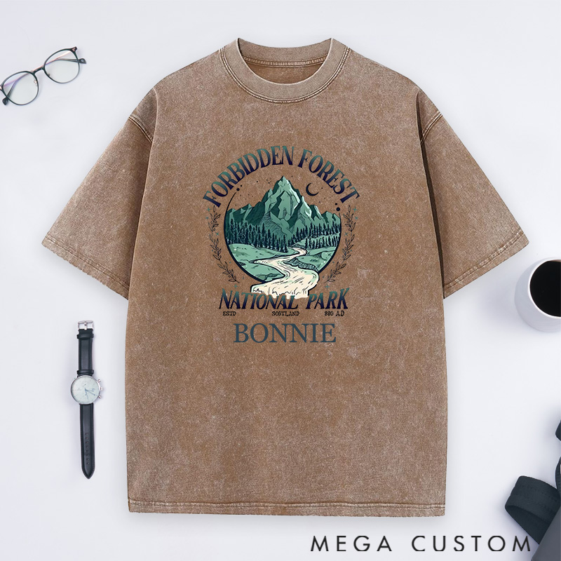 Personalized Forbidden Forest National Park Washed T-Shirts Gift Outdoors Hiking Camping Lover