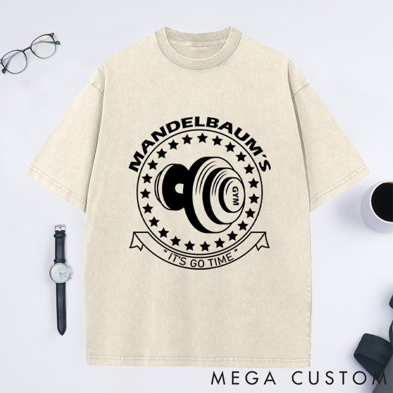 Personalized Gym Washed T-Shirts with Dumbbell Logo Design for Fitness Enthusiasts Bodybuilders and Gym Lovers