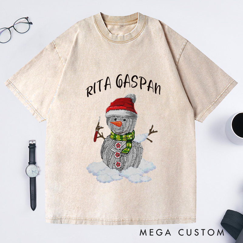 Personalized Merry Crochetmas Washed T-Shirts Crochet Gift Crochet Gift Idea Crochet Love Crochet Lover 