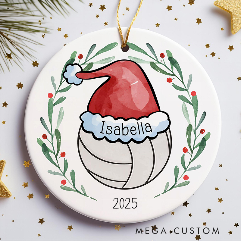 Personalized Volleyball Christmas Ornament with Custom Name and Year  