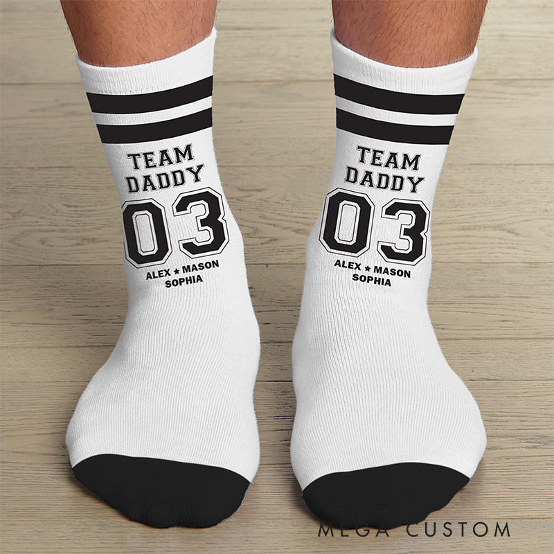 Personalized Sports Socks Featuring Team Name and Player Number  