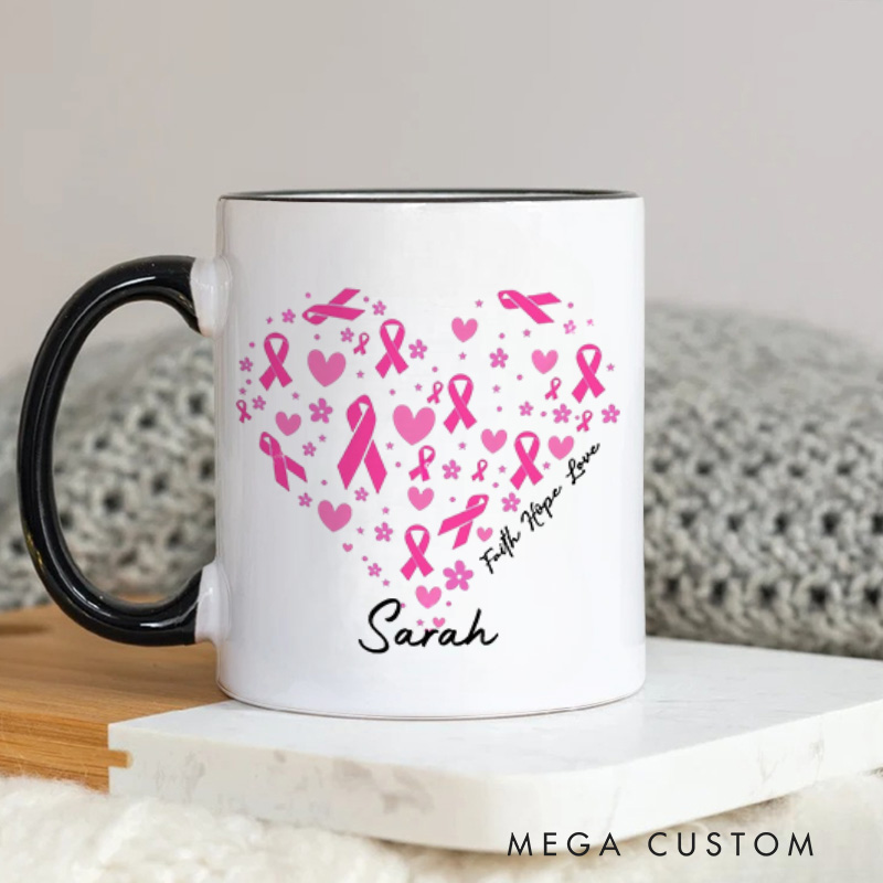 Personalized Breast Cancer Ribbon Mug Breast Cancer Survivor Gift