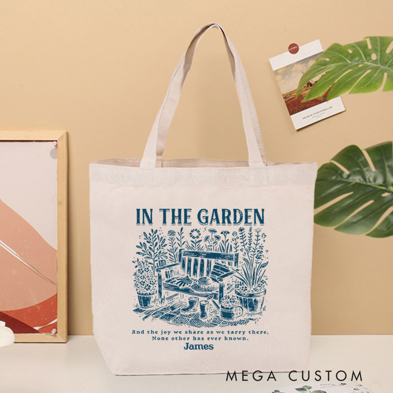 Personalized Soft Tone in the Garden Hymn Canvas Tote Bag Vintage Faith Based Bag Birthday Gift for Christians
