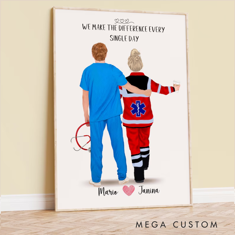 Personalized Nurse EMT Wall Art Thoughtful Valentine's Day Appreciation Gift
