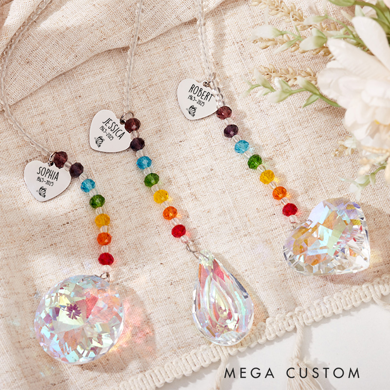 Personalized Memorial Suncatcher in Loving Memory Sun Rainbow Catcher Sympathy Gift Father in Heaven Bereavement Grief Gift for Loss of Loved One
