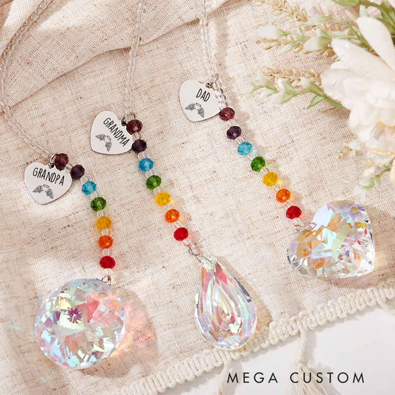 Personalized Memorial Suncatcher Mom in Heaven Loss of Loved One Gift Memorial Rainbow Maker Bereavement Grief Gift Window Hangings