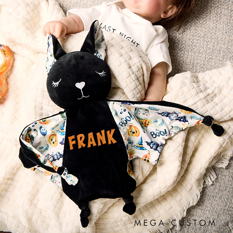 Personalized Embroidery Security Blanket with Baby Name Halloween Gifts for Baby