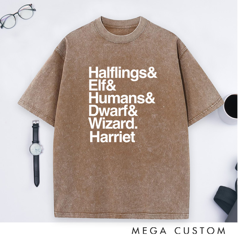 Personalized Fantasy Party Lineup Washed T-Shirts Game Movie & TV Lovers Shirts Gift for Geek Nerd