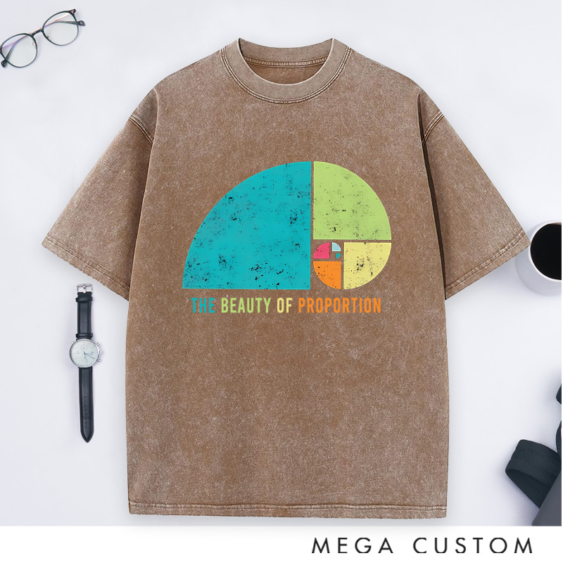 Personalized Golden Spiral Washed T-Shirts A Visual Harmony of Proportions Shirts Physics Math Lovers Shirts Gift for Geek Nerd