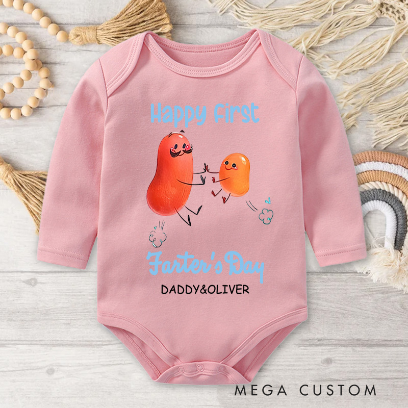 Personalized Happy First Farters Day Potato Baby Bodysuit Gift for Baby New Dad