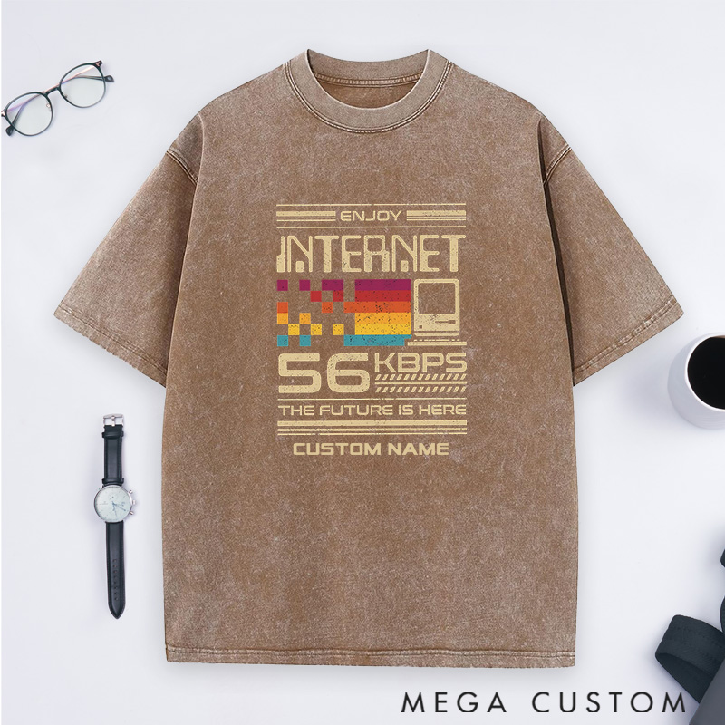 Personalized 56 Kbps Washed T-Shirts Programmer Computer Technology Lovers Shirts Gift Geek Nerd