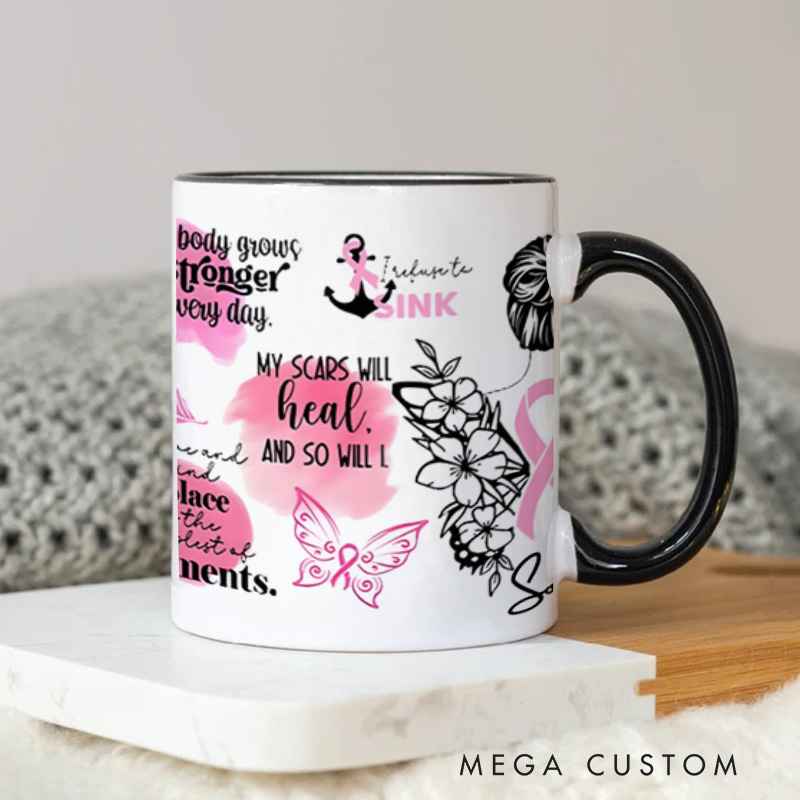 Personalized Butterfly Cancer Journey Strength and Motivation Quote Design Mugs