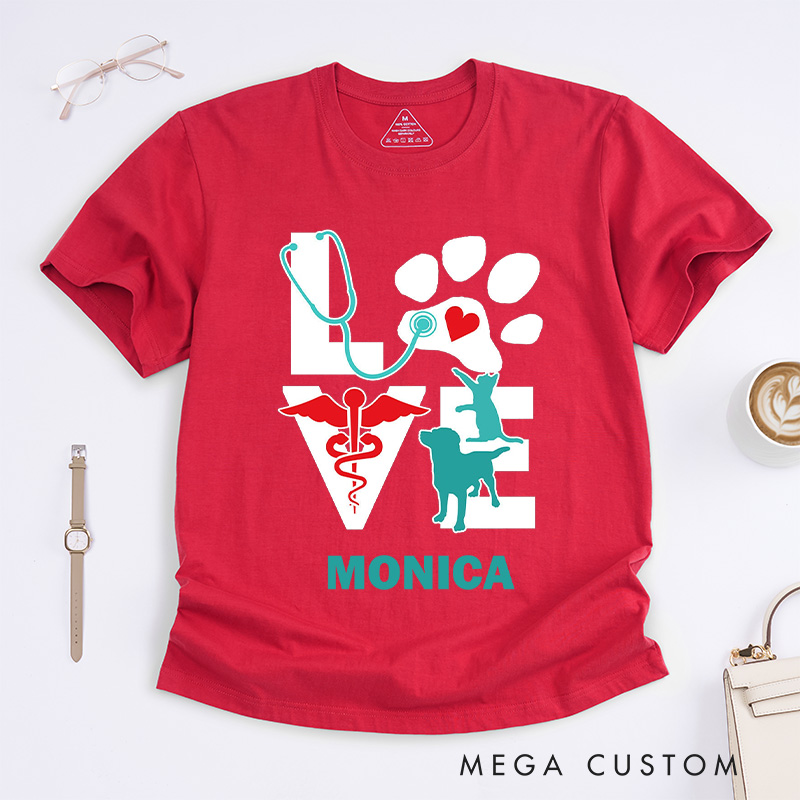 Personalized Nurse T-Shirts Love for Veterinary Care Fashion Design T-Shirts
