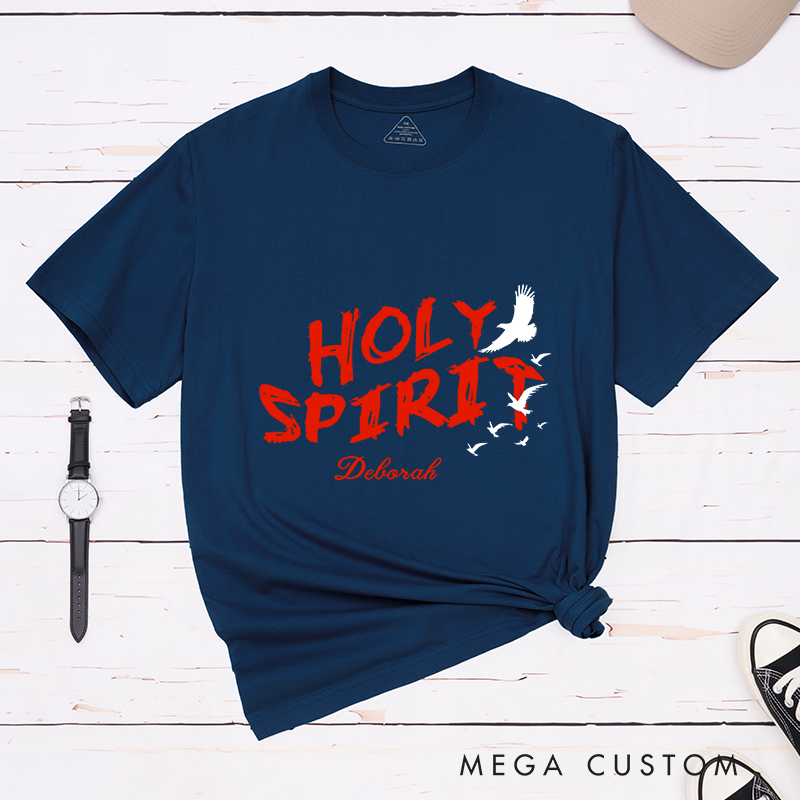 Personalized Holy Spirit Dove Bible Verse T-Shirt with Custom Name Christians Gift Birthday Gift Christian Apparel Gift for Jesus Lover 