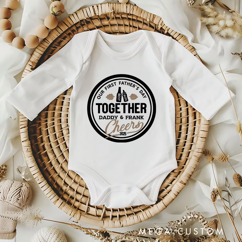 Personalized Our First Father's Day Together Cheers Baby Onesie Father's Day for New Dad Baby