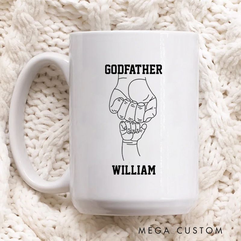 Personalized Godfather Ceramic Mug with Name Birthday Gift for Christian Positive Affirmation Religious Gift for Christian