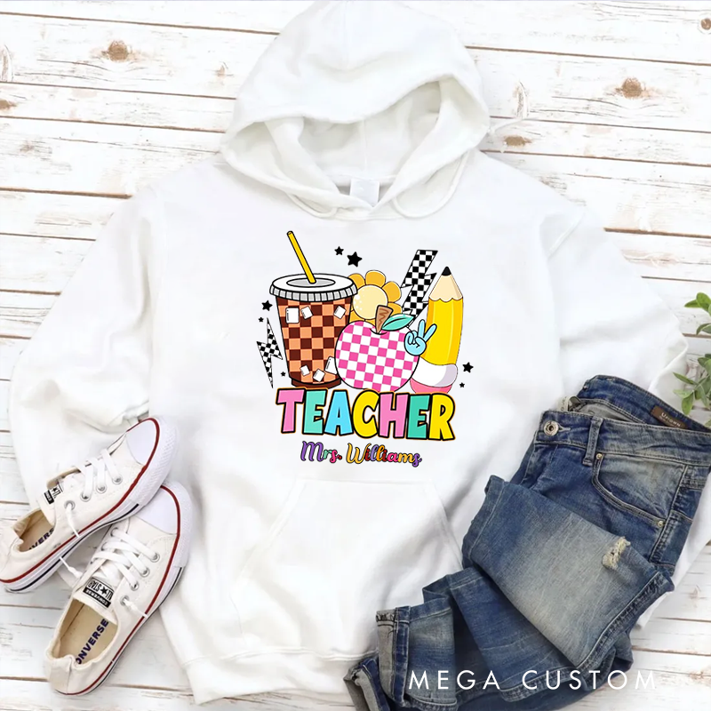 Personalized Hoodies for Teachers Colorful and Playful Decorative Hoodies Appreciation Gift for Teachers