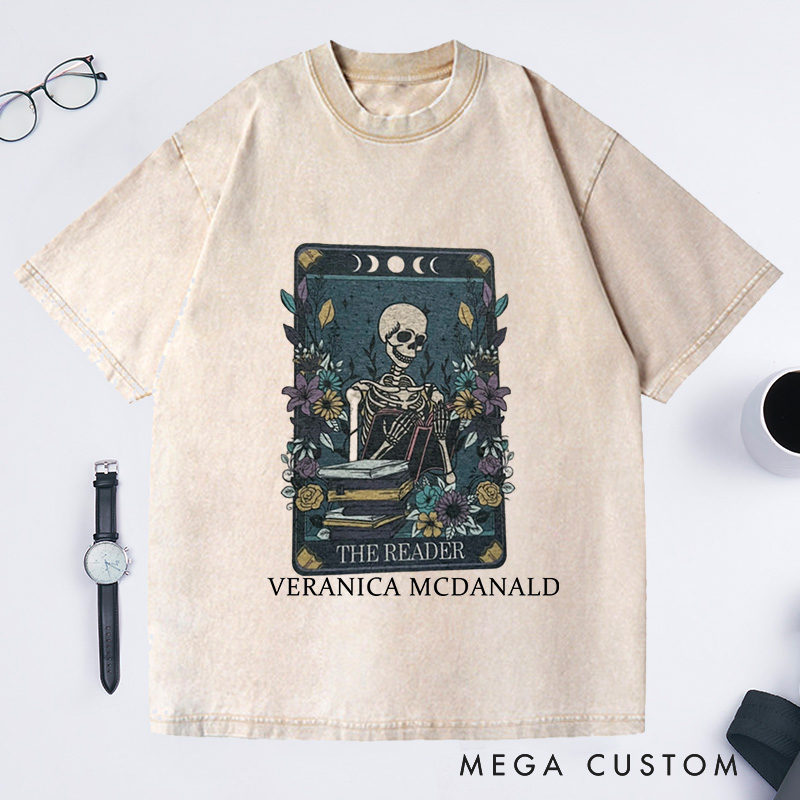 Personalized The Reader Tarot Washed T-Shirts Gifts for Book Lovers