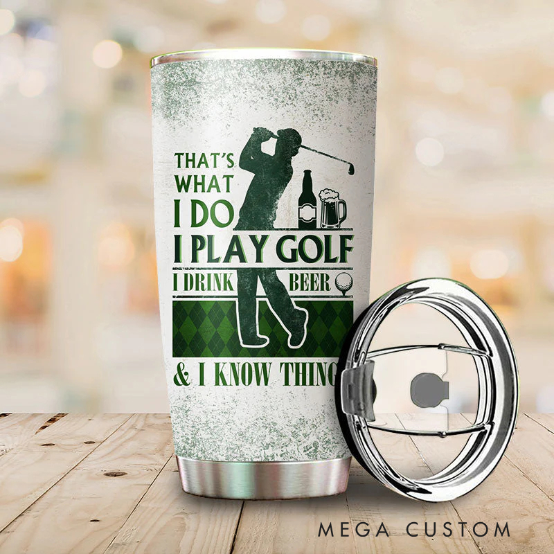 Personalized Golfer’s Tumbler Featuring Unique Golf-Themed Design