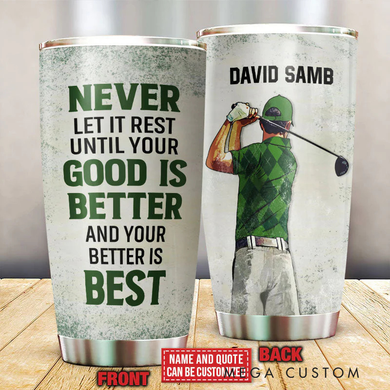 Personalized Golf Lover Tumbler with Customizable Name and Details  