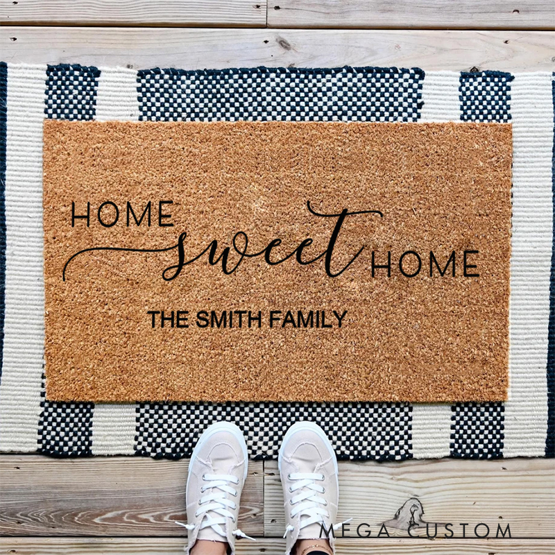Personalized Doormat Custom Home Sweet Home Doormat Christmas Gift for Women New Home Gift Housewarming Wedding Gift for Couples