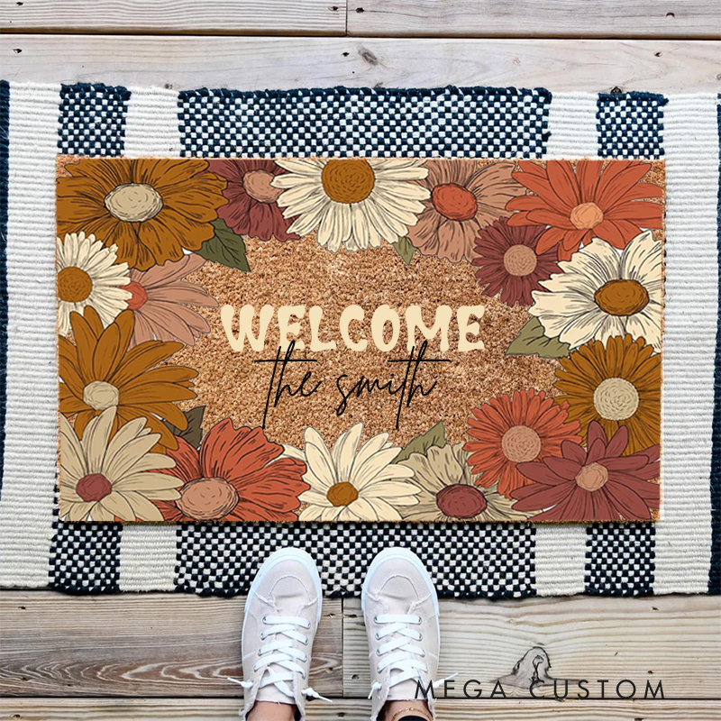 Personalized Doormat Floral Themed Personalized Doormat Housewarming Gift New Home Gift Wedding Gift for Couples Christmas Gift