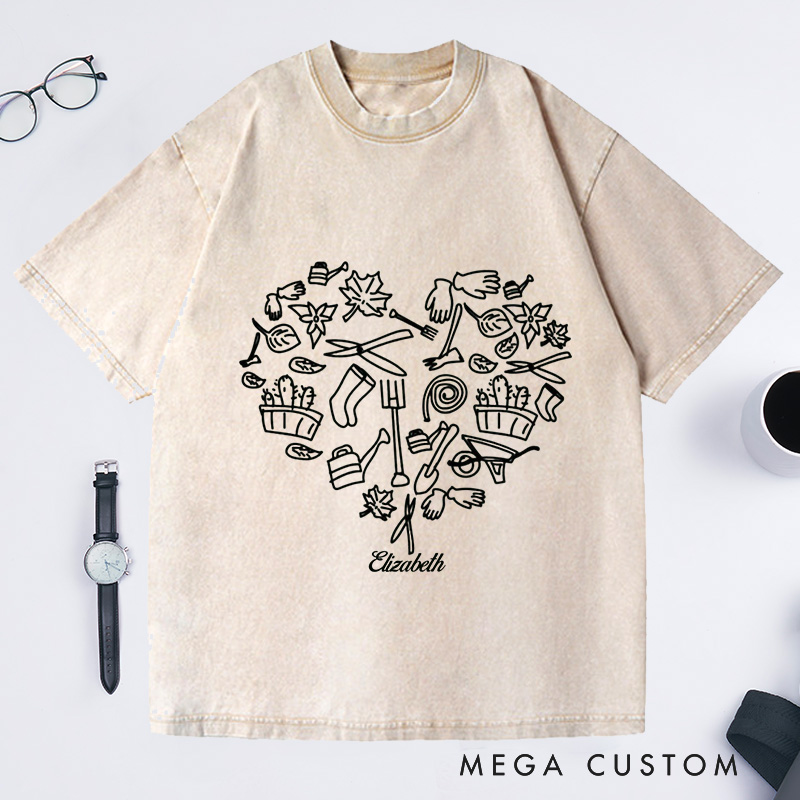 Personalized Plant Lover Washed T-Shirts Farmer T-Shirt Hoeing Ain't Easy Shirt Gift For Gardeners Botanical Shirt Gardening Shirt