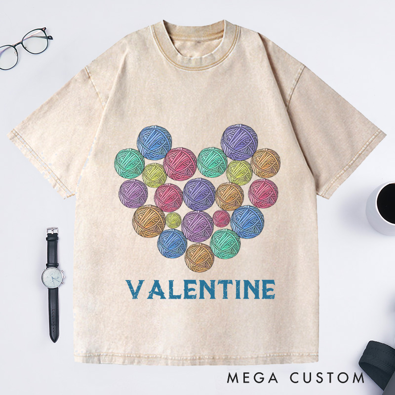 Personalized Yarn Love Knit Washed T-Shirts Knitting Gift Knitter Gift Love To Knit Love Knitting Knit Lover