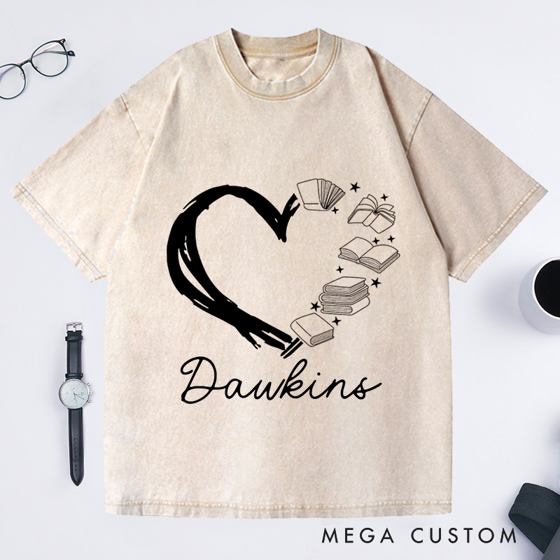 Personalized Love of Books Washed T-Shirts Book Lover Gift Reading Shirt Bookworm Shirt 