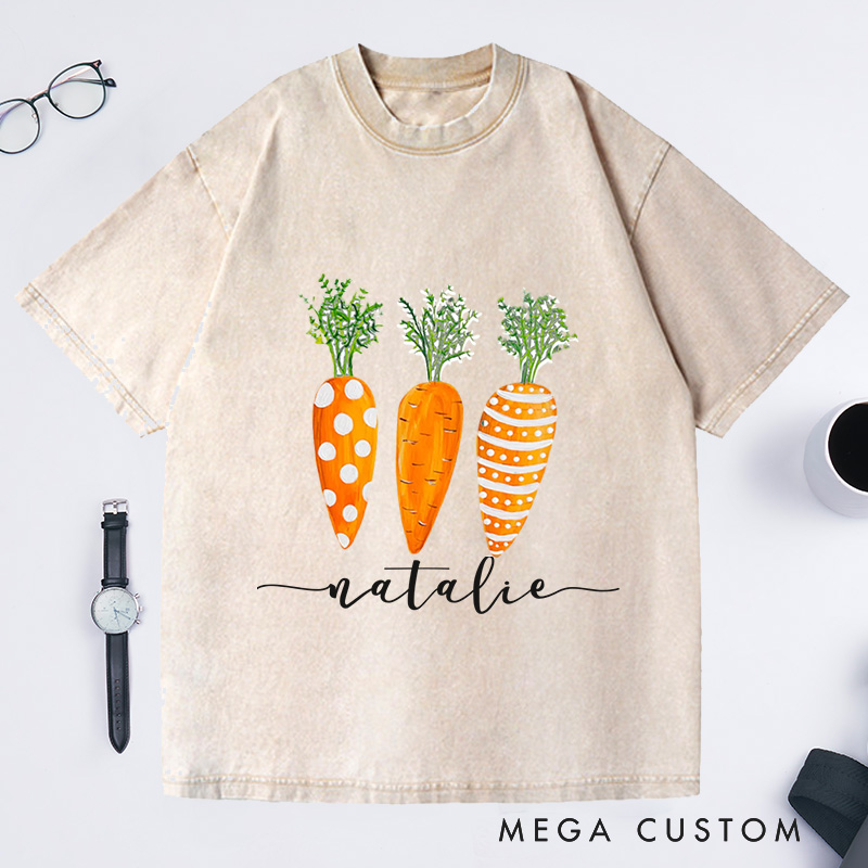 Personalized Carrots Washed T-Shirts Gardening Lover Gifts