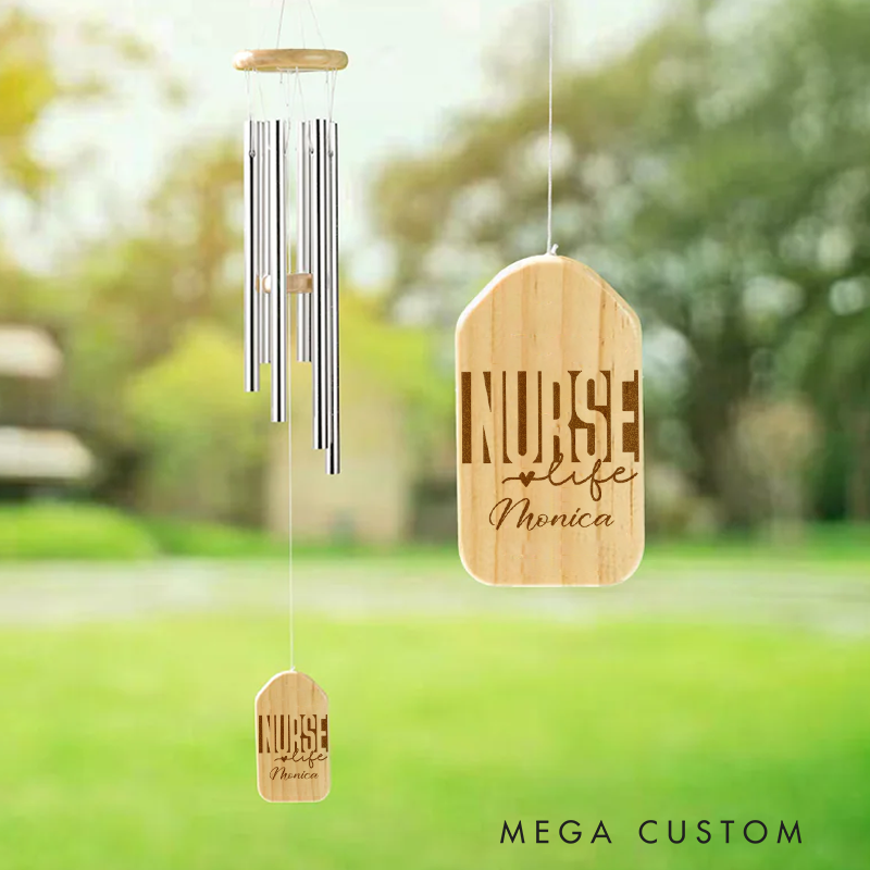 Personalized Wind Chimes for Nurse Engraved Nurse Life Design Memorial Wind Chimes Retirement Wind Chime Sympathy Gift