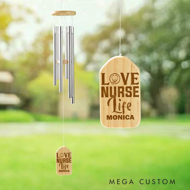 Personalized Wind Chimes for Nurse Engraved Love Nurse Life Design Memorial Wind Chimes Retirement Wind Chime Sympathy Gift