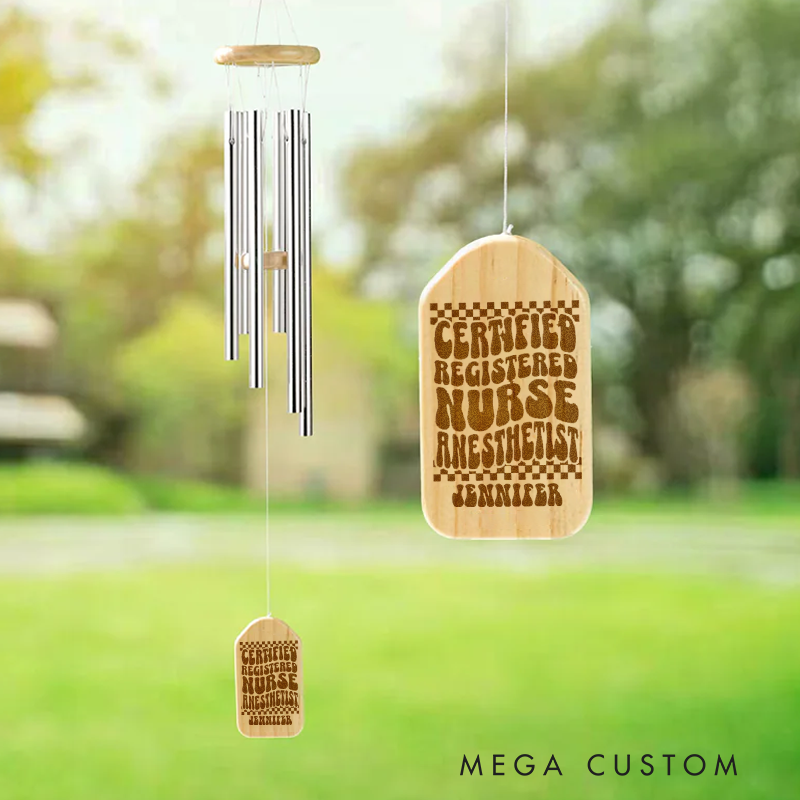 Personalized Wind Chimes for Nurse Engraved Certified Registered Nurse Anesthetist Design Memorial Wind Chimes Retirement Wind Chime Sympathy Gift