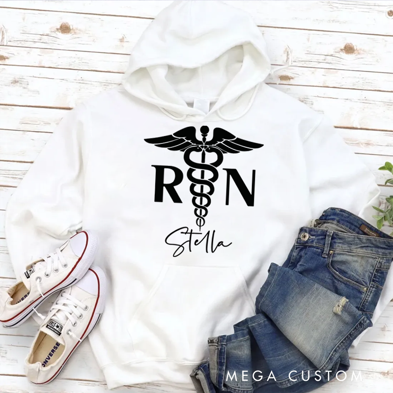 Personalized Hoodies for Nurse RN Caduceus Symbol Hoodies Appreciation Gift for Nurse