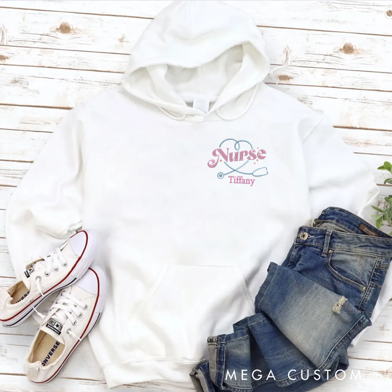 Personalized Hoodies for Nurse Embroidery with Stethoscope Hoodies Appreciation Gift for Nurse