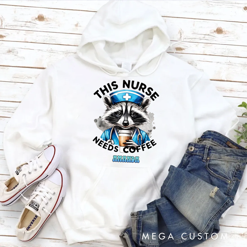 Personalized Hoodies for Nurse Raccoon Dressed as a Nurse Hoodies Appreciation Gift for Nurse